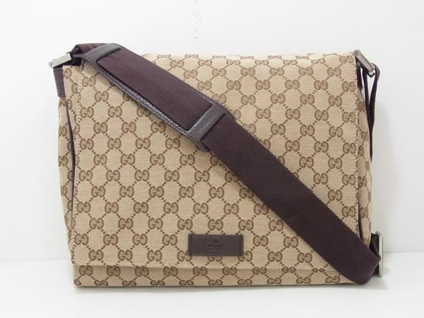 □ グッチ GUCCI GG柄 キャンバスメッセンジャー ブラウン系 □ グッチ