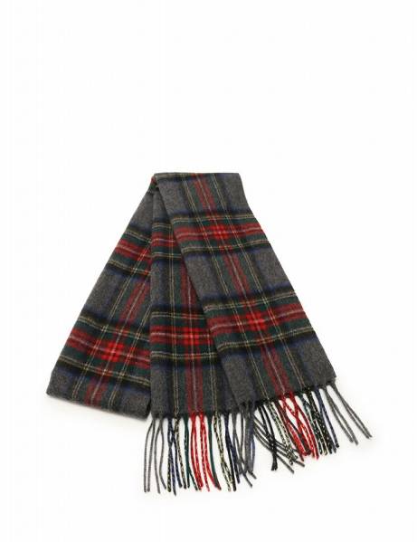 LANVIN COLLECTION チェック柄マフラー ランバン マフラー ロングマフラー グレー チェック柄 カシミヤ