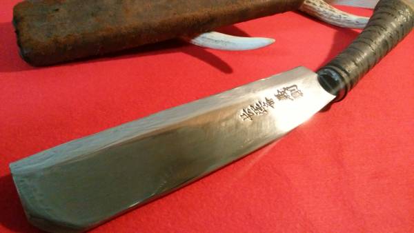 鍛冶職人　鉈　長運斎義則　特大　薪割り　古道具　山師　