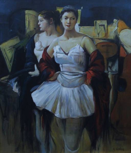 □ 小磯 良平 □ 『 踊り子二人 』 群像 □ 油彩画・10号(人物画