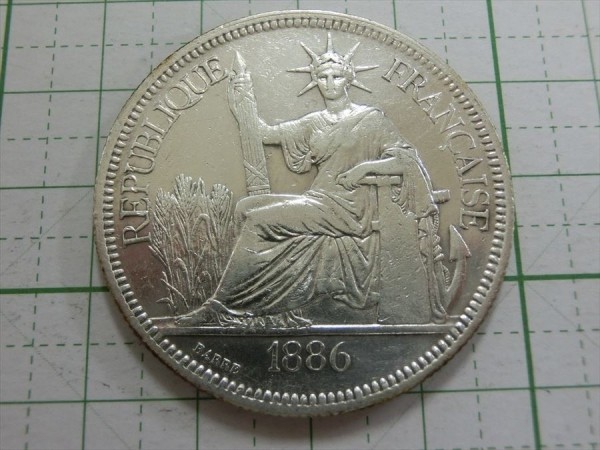 【1 ピアストル大型銀貨】フランス領インドシナ 1886年 1 ピアストル大型銀貨】フランス領インドシナ 1886年 1 ピアストル大型