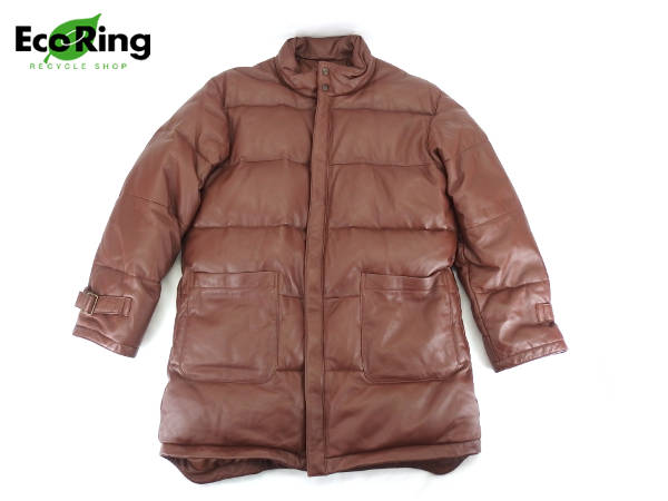 1円 美品 コムサ・コレクション 羊革 メンズ ダウンコート CR387