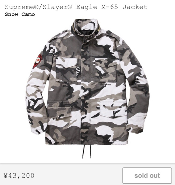 定価スタート Supreme/Slayer Eagle M-65 Jacket Snow Camo S