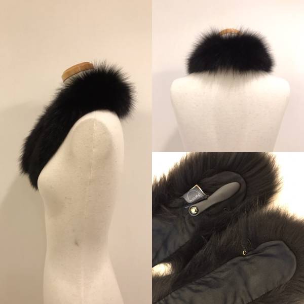 美品ムーンバッドFavioraファーマフラー黒 ストール マフラー