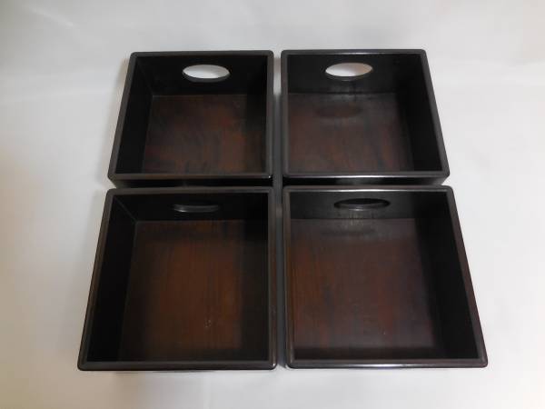 唐木造 煙草盆 4点 四方盆 二対 二組 /茶道具/黒檀/紫檀/唐物 茶道具