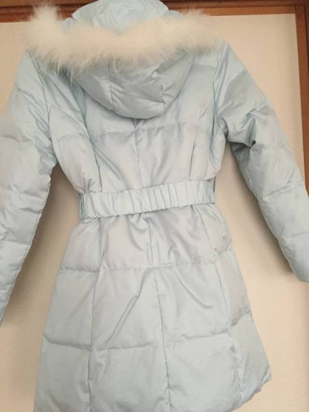 ポンポネット１５０ かわいい水色リバーシブルダウンコート