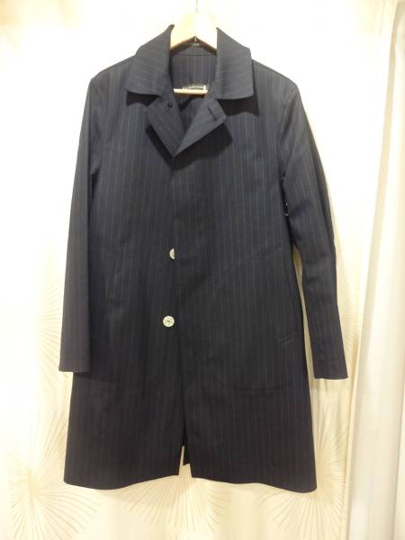 マッキントッシュ ゴム引きコート 濃紺ストライプ 38 USED