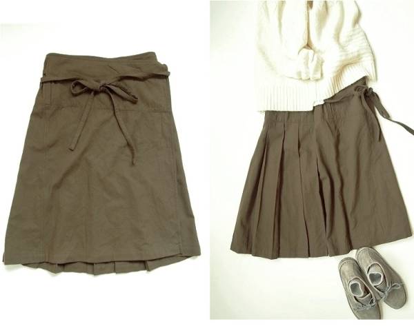 MHL. マーガレットハウエル*バックプリーツラップウールスカート