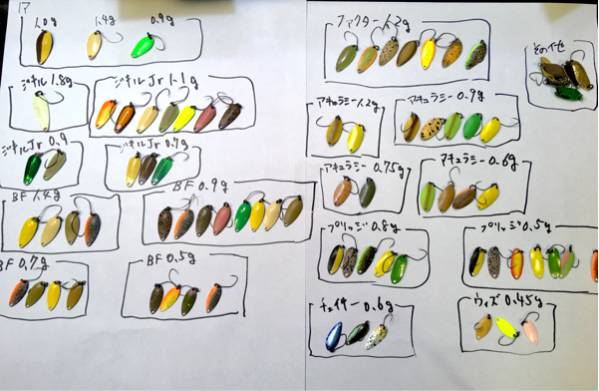 エリアトラウト 管釣り スプーン 74個セット ロデオ なぶら家