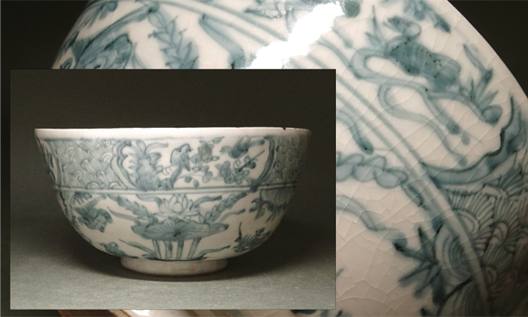 慶應◇中国明時代 漳州窯 青花花鳥文大鉢 呉州鉢