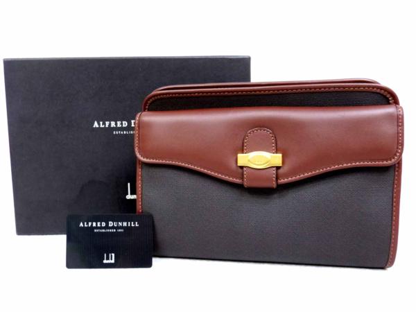 4452ダンヒル本物未使用レザー×PVCセカンドクラッチバッグ