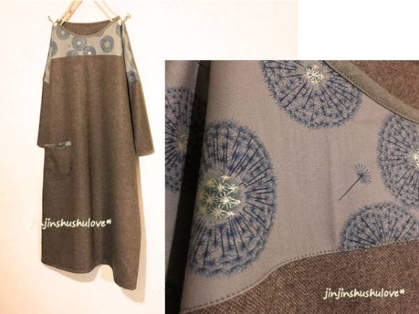 ハンドメイド◎リバティビエラ*フェアリークロック*&茶ウール*OP