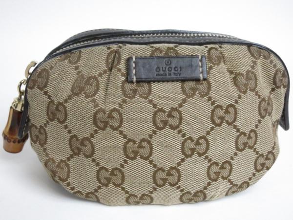 57366★1円★本物★グッチ★コスメポーチ★バンブー★極美品