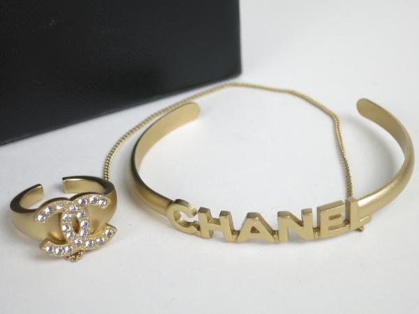 57417★1円本物シャネルブレス&リングココ★ストーン★極美品