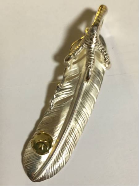 本物 美品 goro's ゴローズ 銀爪 現行 金メタル 特大フェザー