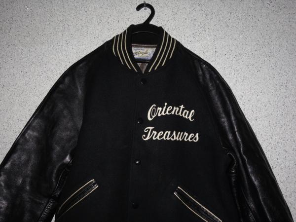 Whitesville Letterman 袖牛革スタジャン 黒 40 アメカジ 東洋