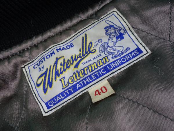 Whitesville Letterman 袖牛革スタジャン 黒 40 アメカジ 東洋
