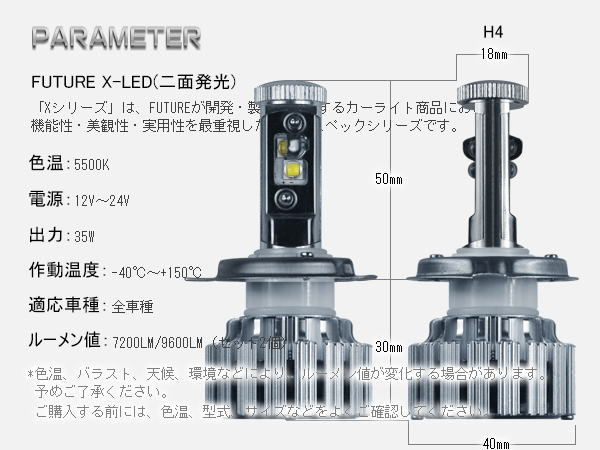 X-LED CC H4 ヘッドライト CREE 二面搭載 9600LM 四段発光 2個 v