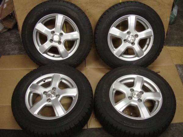 185/70R14 スタッドレス 4本 アルミホイール バリ山 2015年 K253 ○185