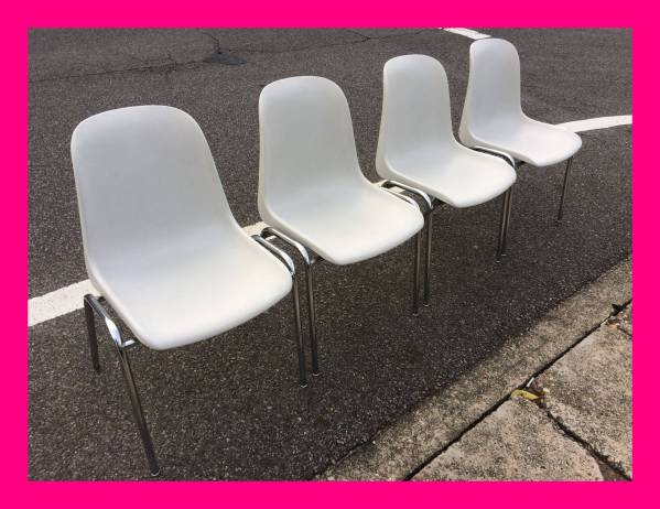イタリア製 MOD ELENA スタッキングチェアー イス 白 4脚SET