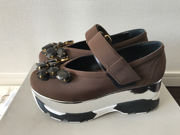 レア◆MARNI マルニ ビジュー付プラットフォーム シューズ 37