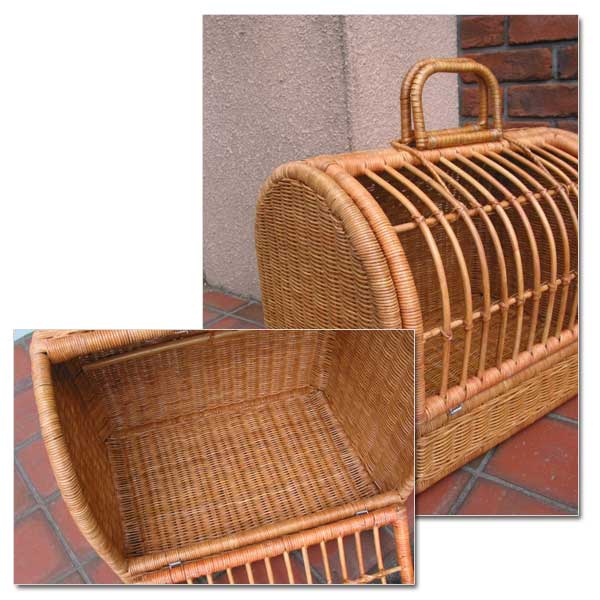 新品】ペットキャリー L ブラウン ラタン製バスケット*Z* ラタン