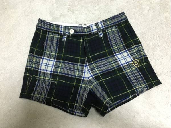 超美品★パーリーゲイツ★ウールチェックショートパンツ★緑1