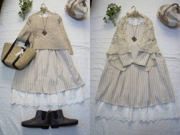 ｓｍ２★USED★カタログ&HP掲載*ストライプ*タックワンピース