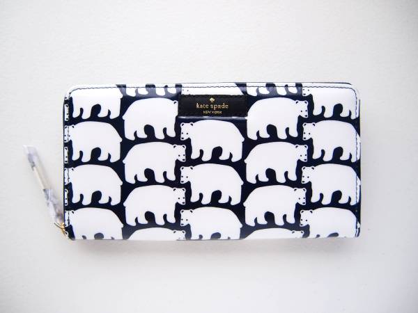 KateSpadeケイトスペード 白くま ラウンドジップ長財布シロクマA