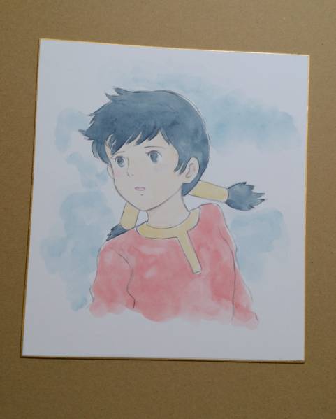未来少年コナン ラナ 手描きイラスト 水彩画 宮崎駿 色紙(手描き