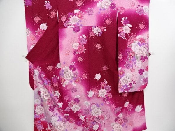 81928# 【1円～】銀通し花束模様刺繍振袖