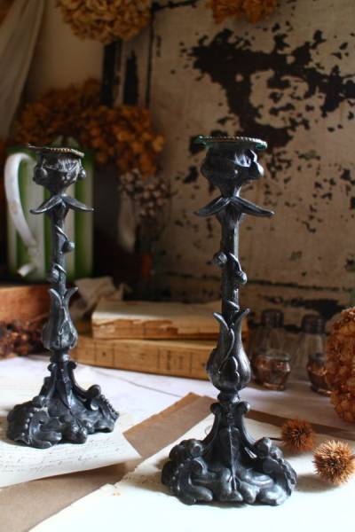 仏 ヴィンテージ 装飾キャンドルスタンド 2個 ディスプレイ
