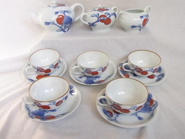 深川製陶器　金采縁取りカップ＆ソサ－５客セット.その他 .3点