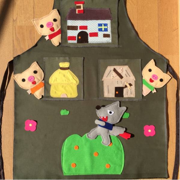 3びきのこぶた エプロン ★ シアター 手袋シアター 保育 知育 3びきのこぶた エプロン ★ シアター 手袋シアター 保育 知育