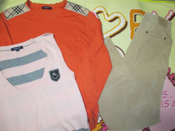 美品★バーバリー160㎝　長袖T＆ニットベスト＆パンツのセット