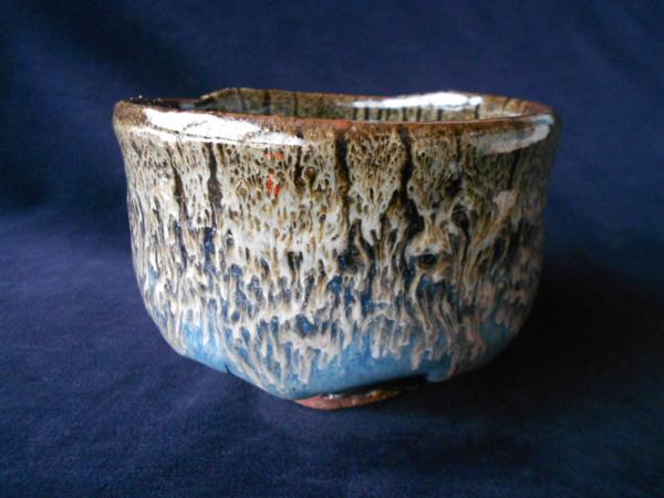 萩焼！ 山根清玩 ☆孔雀釉割高台抹茶碗☆ 新品 木箱入り