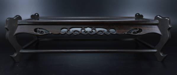 【祐】中国美術 唐木紫檀製 透かし彫 平卓 飾台 香炉台 CE6P