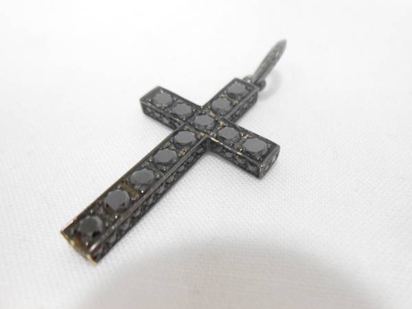 GEREZZA VAMPS HIDE K10WG D1.75ct クロス トップ ネックレス 黒