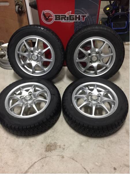 1円～軽四用 中古155/65R13バリ山スタッドレスアルミ付送料無料_1