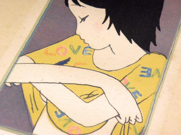 林静一 リトグラフ 版画 林静一肉筆サイン入り 少女リトグラフ 「約束