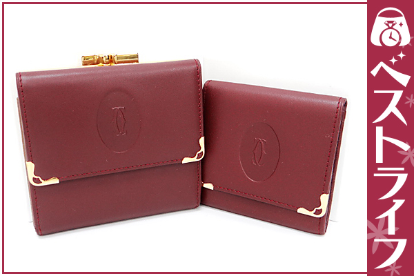1円 カルティエ マストライン 財布 がま口 2点セット 未使用
