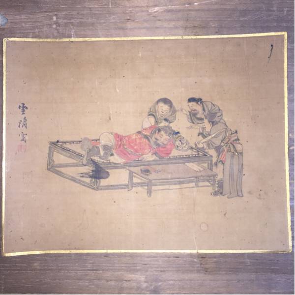 ★1円～売切 中国画 作者不明 骨董古美術 蔵出物 直筆サイン 絹本 かなり古いもの！ 掘り出し物