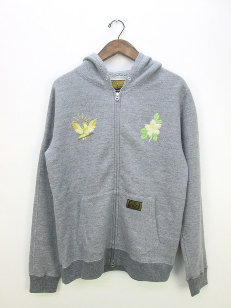 ◇NEIGHBORHOOD ネイバーフッド 刺繍 スウェット ジップ パーカー M グレー HM2213