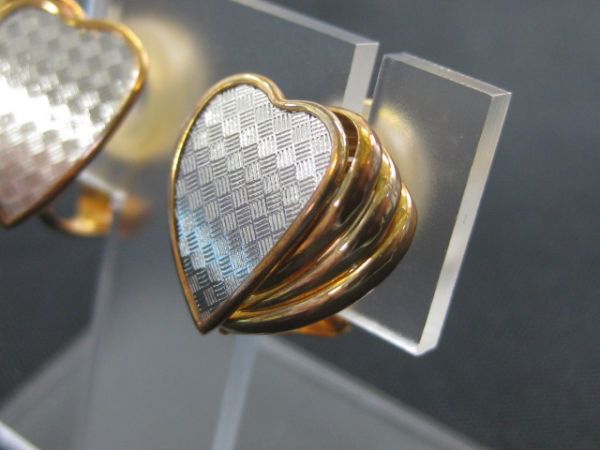 ハートデザイン　金プラチナ　イヤリング　k18/Pt900　大網てんとう虫　品番3218