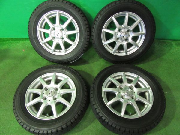 バリ溝 アルミホイール付きスタッドレス4本セット 155-65-13 バリ溝