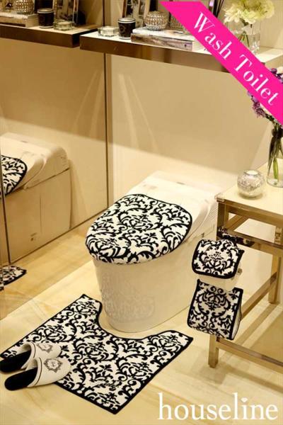 ☆ Rady ☆【ウォシュレット】エレガント ダマスク トイレ 3点 セット / ホワイト /新品 タグ付き 正規品 武藤静香 マット カバー ホルダー