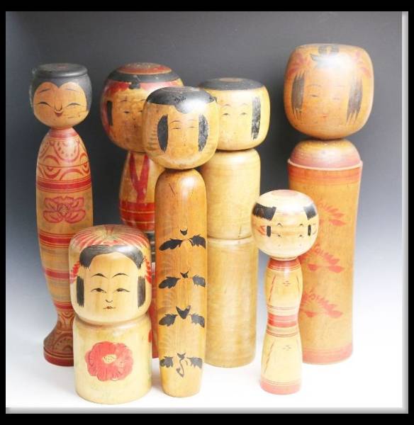 創作こけし まとめ売り 7体 こけしまとめ売り7体 内未使用3体