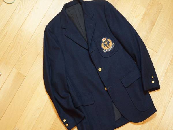 段返り紺ブレTHE BLAZER MAN!!! VAN JAC フランネルブレザーM NAVY 金 