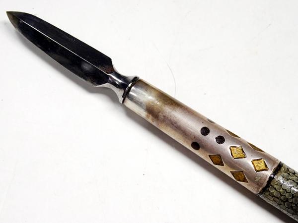 緑屋*南□武具*模造*小槍 短槍*銀金具 鮫革 象牙 唐木柄*拵え*鞘付 