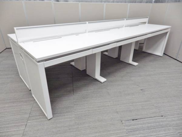 ◆管A783◆PLENOシリーズ作業OA平机テーブル6台連結◆幅3000ｍｍワークゲート◆自社便配送地域あり◆